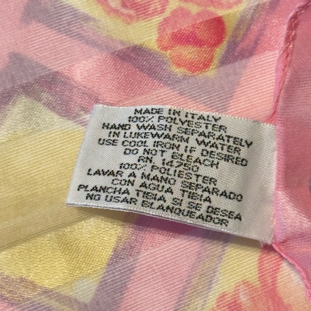 Jaclyn Smith Vintage 90s Yellow Floral Geometric Square Scarf Made in Italy - Picture 4 of 7